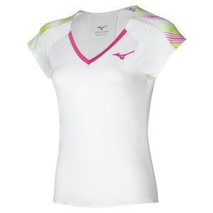 Mizuno Printed Tee Biele Fuchsie | HXGJM7895